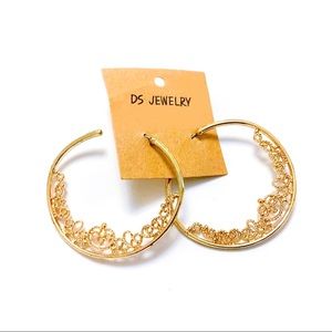 🆕 Large Boho Gold Hoops Filigree Center Earrings NWT